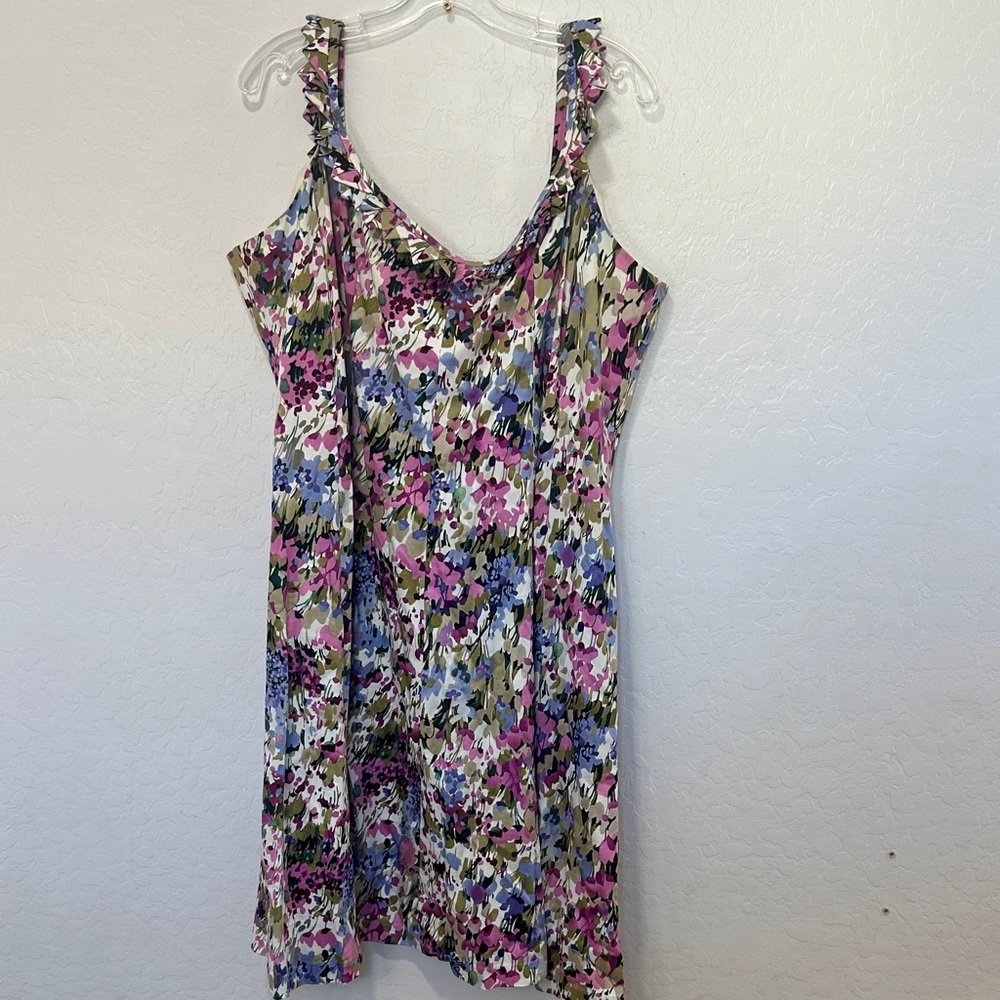 Nine West Women’s Sleeveless Fit Flare multi floral Summer Ruffle Dress Sz 20W